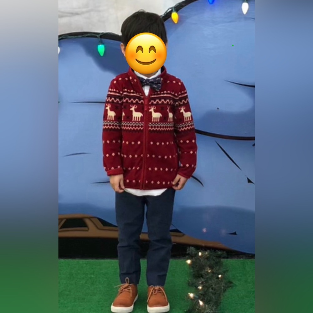 Uniqlo Reindeer Fair Isle zip up fleece cardigan